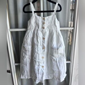 Zara 5T white Linen Dress with Button Details